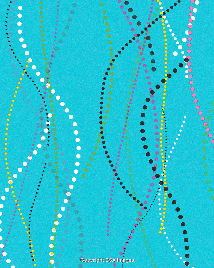 Colorful Abstract Pattern with Dotted Lines on a Vibrant Blue Background