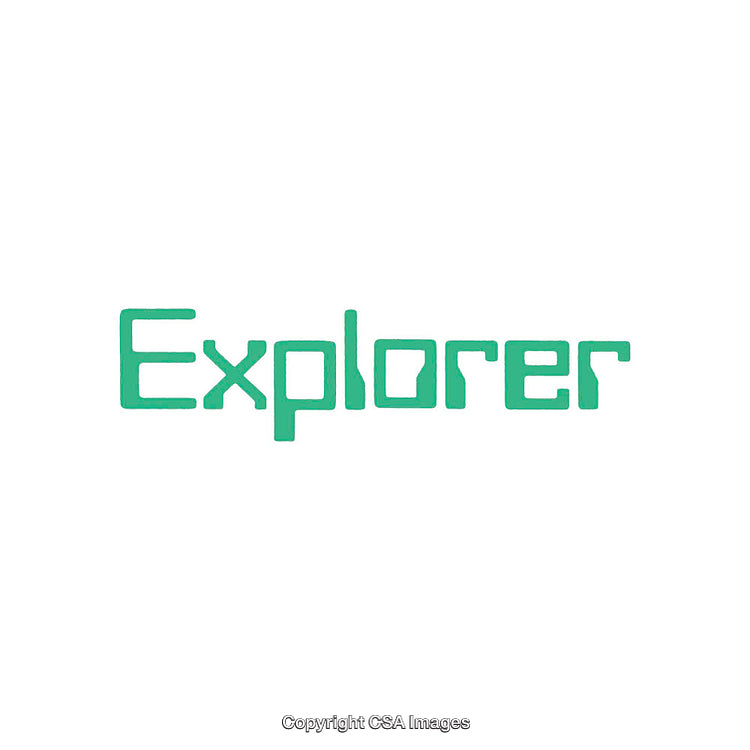 Minimalist Green 'Explorer' Word Art Design on White Background