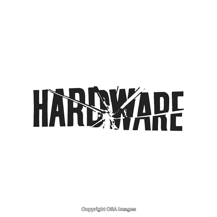 Shattered Text Effect Featuring the Word Hardware in Bold Black Typography