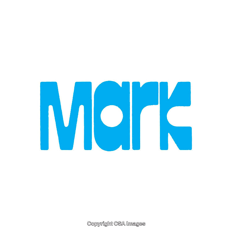 Bold Blue Typographic Word Design on White Background