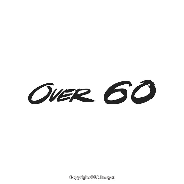 Bold Black Handwritten 'Over 60' Script on White Background
