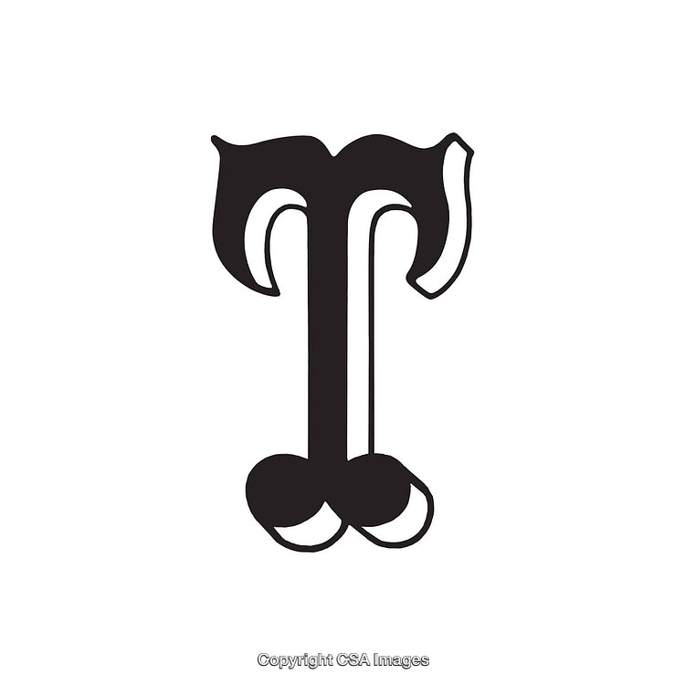 Vintage Stylized Letter T in a Decorative Typeface Design