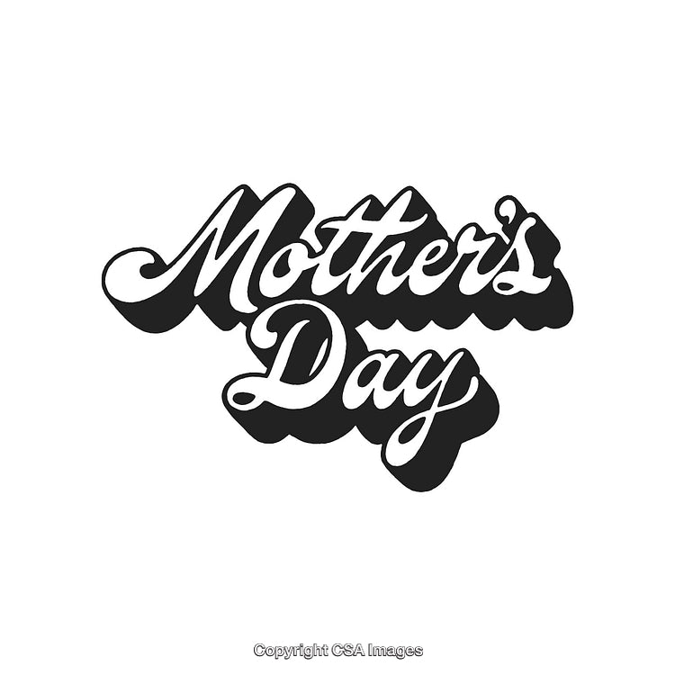 Mother's Day Celebration Text in Elegant Script Typography on White Background