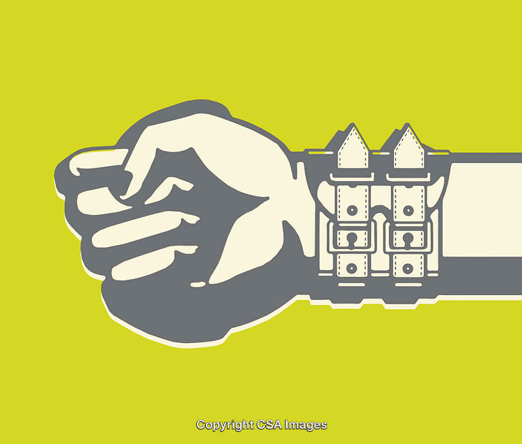 Creative Line Art of Hand with Straps on Vibrant Background