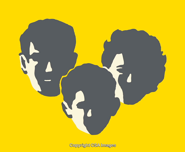 Minimalistic Faces Illustration with Yellow Background and Artistic Design