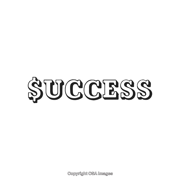 Black and White Artwork Emphasizing Success With Monetary Icon
