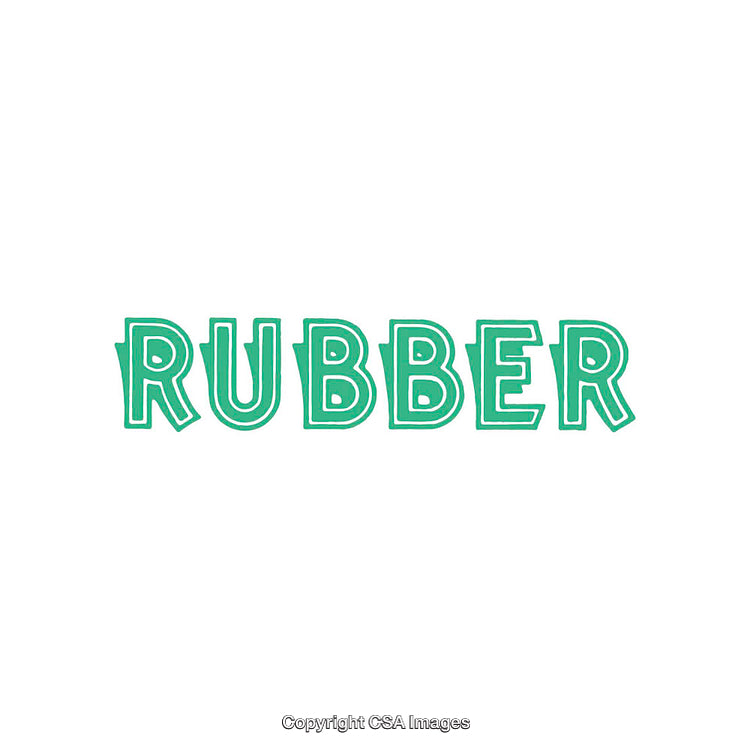 Bold Green Text Reading 'Rubber' in Creative Block Typeface