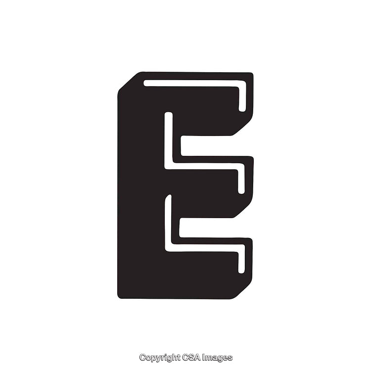 Stylized Black Letter E on White Background Design