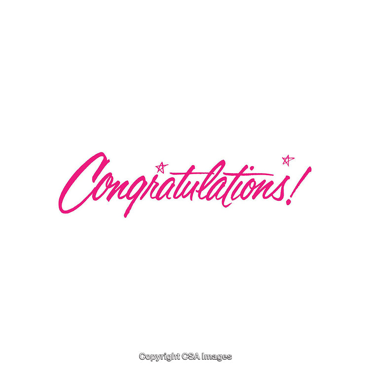 Handwritten Pink Congratulations Typography on White Background