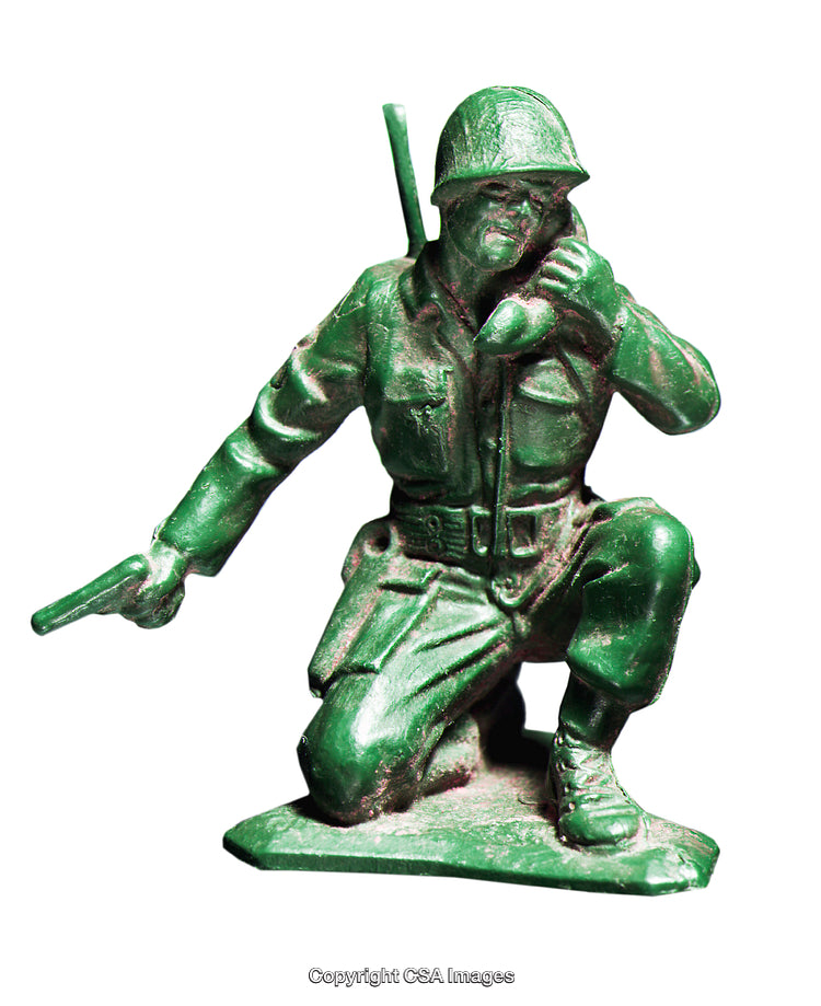 Green Plastic Toy Soldier Figurine in a Kneeling Action Pose