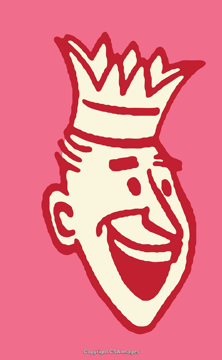 Colorful Cartoon Illustration of a Smiling Character with a Crown