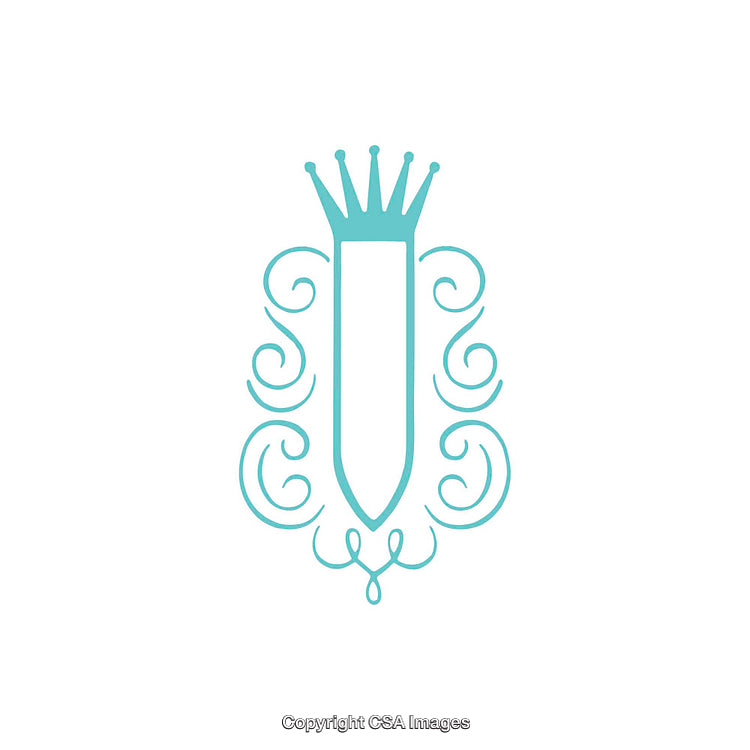 Elegant Turquoise Ornamental Crest with Regal Crown Design