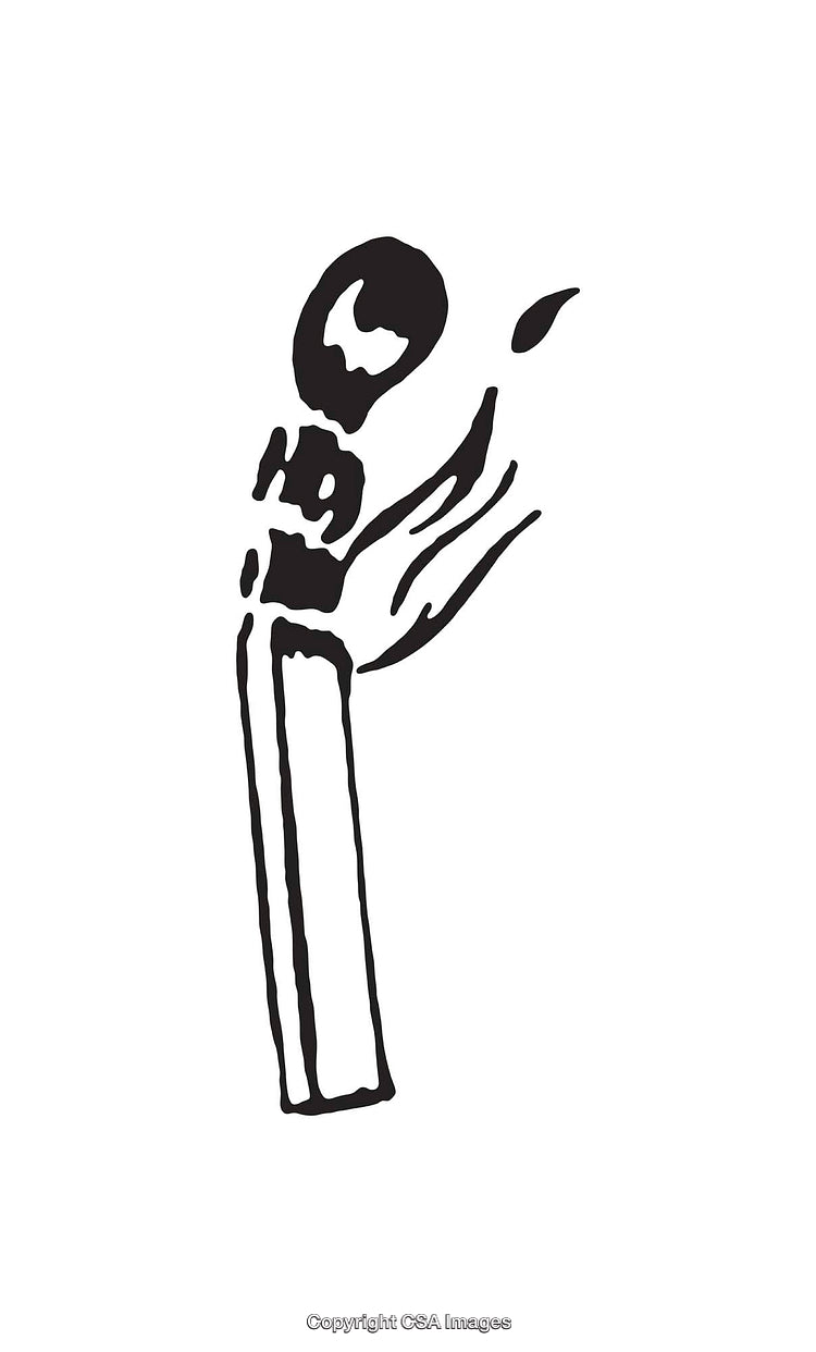 Abstract Black and White Line Art of a Striking Matchstick