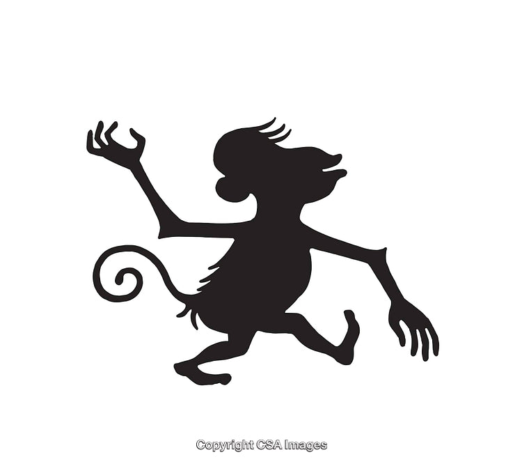 Playful Monkey Silhouette in Black and White