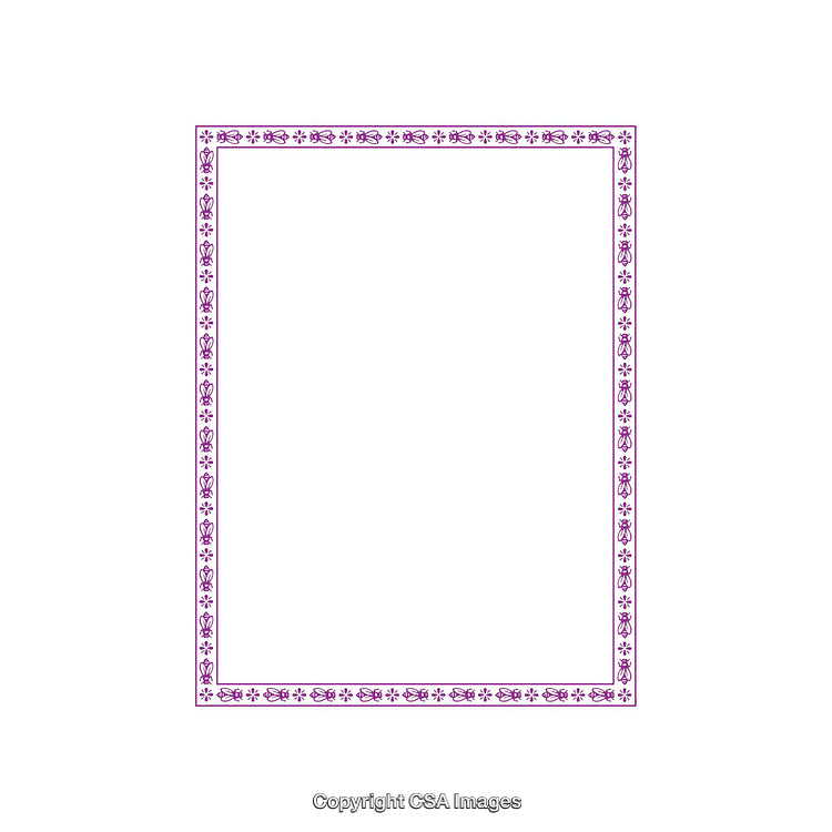 Purple Ornamental Border With Decorative Motif on White Background