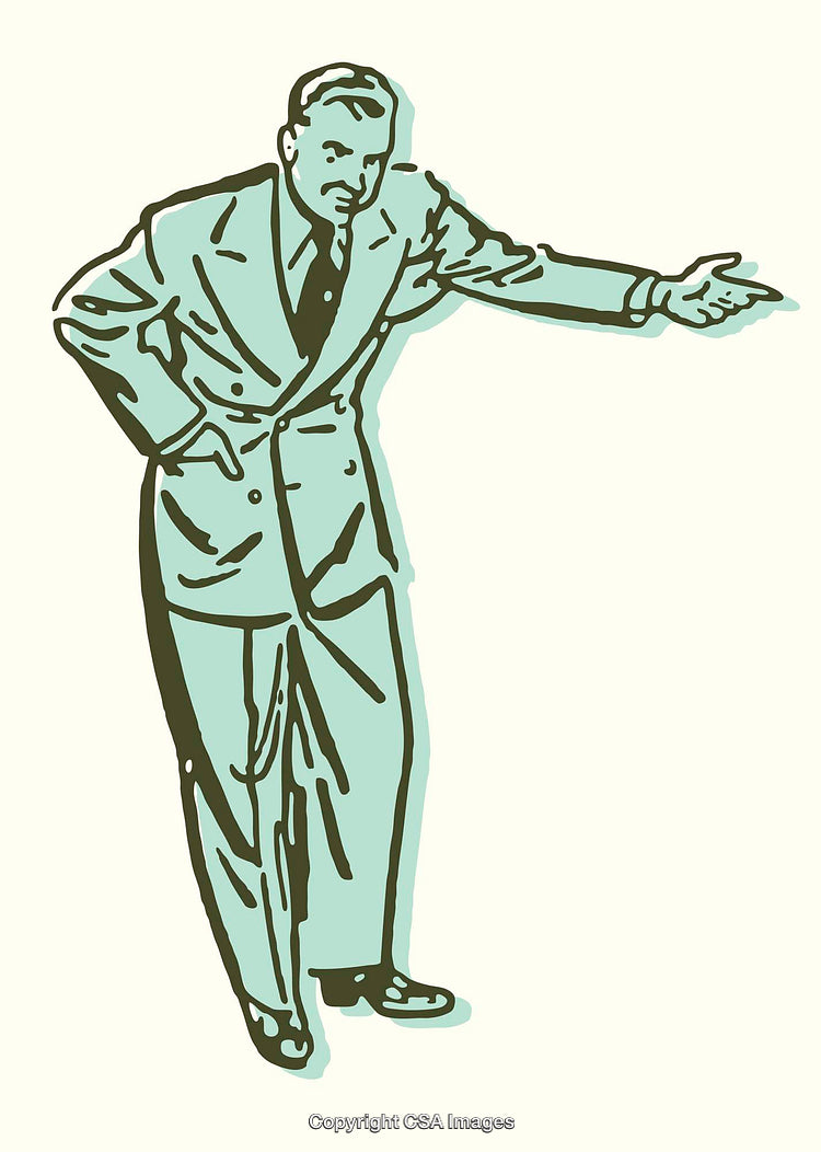 Illustration of a Man Gesturing in a Retro Style Drawing