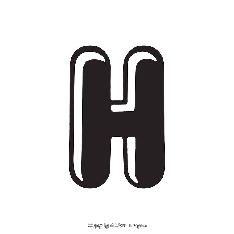 Stylized Black and White Letter H Design Illustration