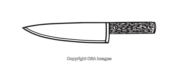 Black and White Line Art Illustration of a Kitchen Knife
