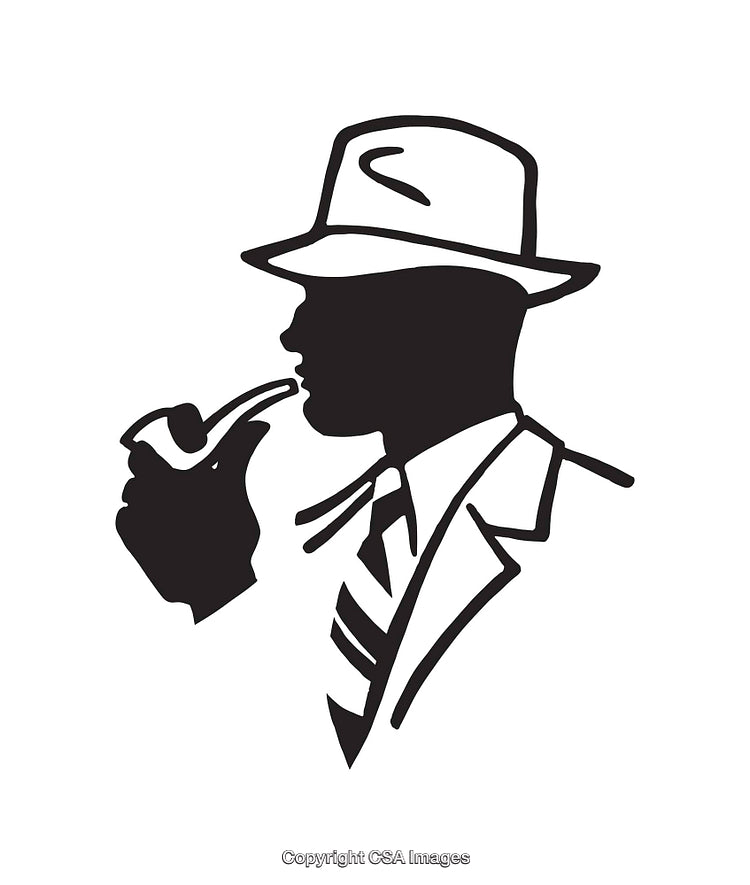 Elegant Line Art of a Man Smoking a Pipe in Classic Fashion