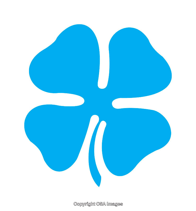 Blue Four-Leaf Clover Icon on a White Background