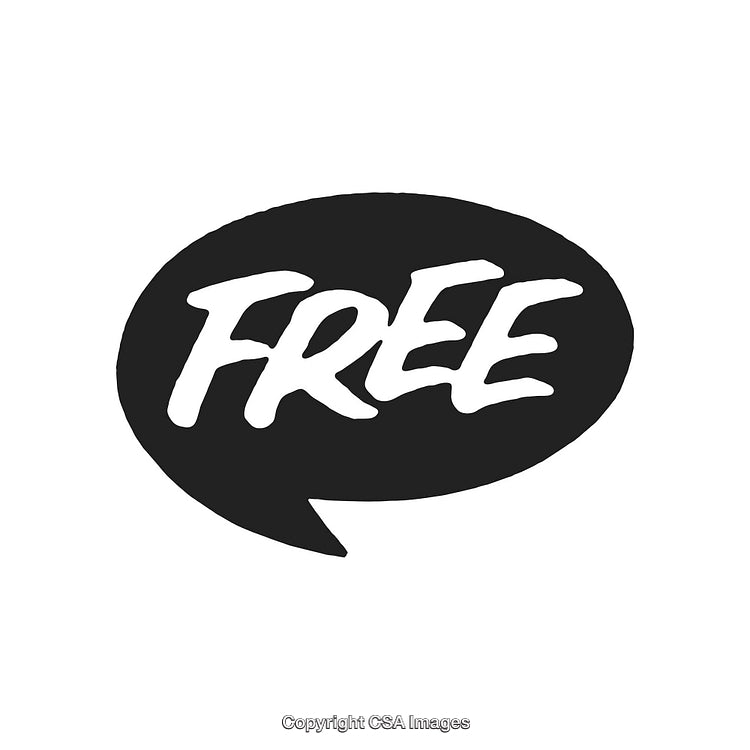 Black Stylized Speech Bubble with "Free" Text Illustration on White