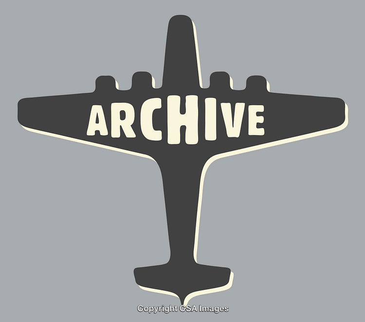 Retro Airplane Illustration with Archive Typography in Artistic Design