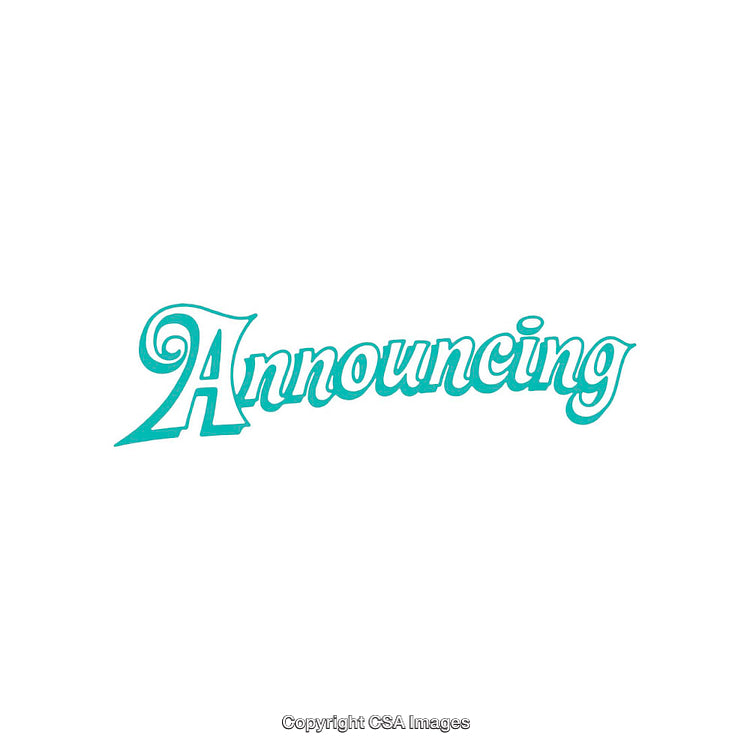 Stylized Text Illustration Featuring Blue Word 'Announcing' on White Background