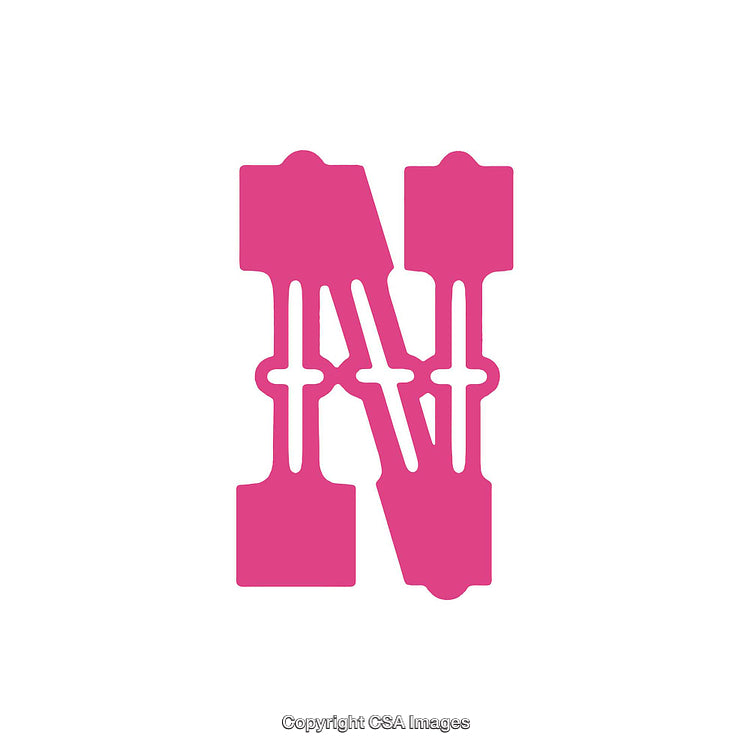 Stylized Bold Pink Letter N Design With Emphasis on Artistic Detailing