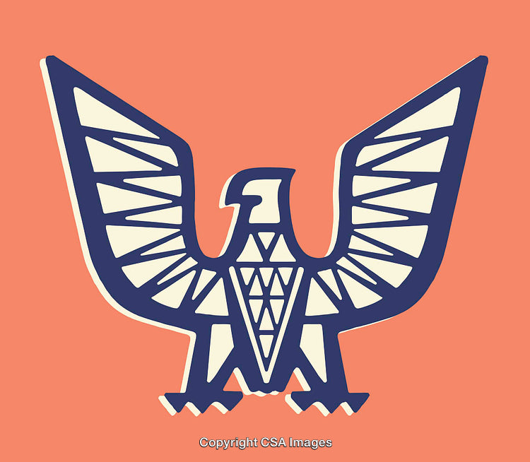 Geometric Eagle Design with Bold Colors and Tribal Elements