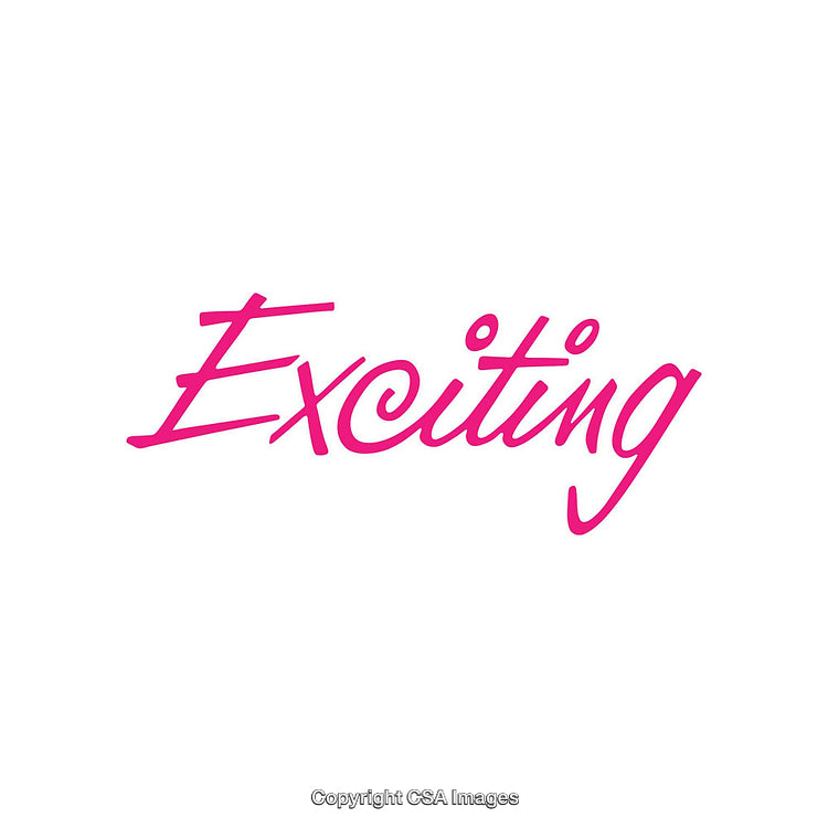 Bright Exciting Text in Pink Calligraphy on a White Background