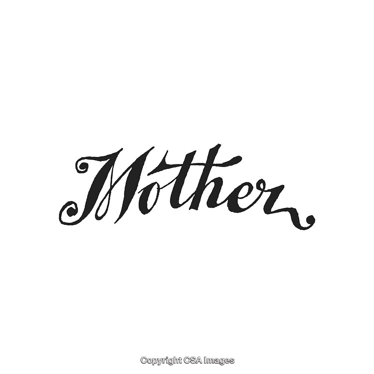 Elegant Hand-Drawn Calligraphy Title Word 'Mother' in Artistic Script