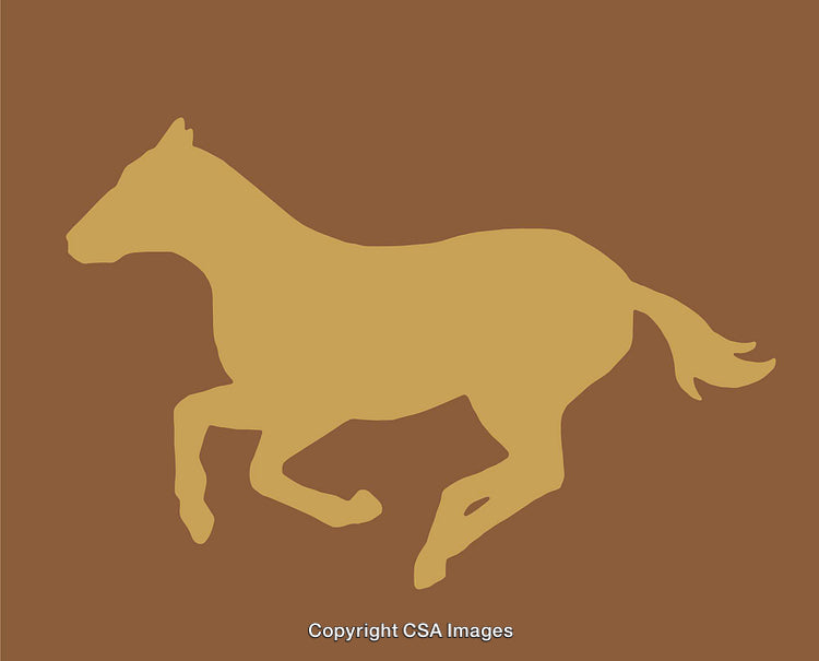 Silhouette Illustration of a Galloping Horse on a Brown Background