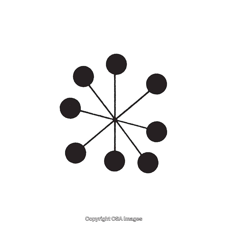 Minimalist Black and White Radial Shape with Circular Nodes
