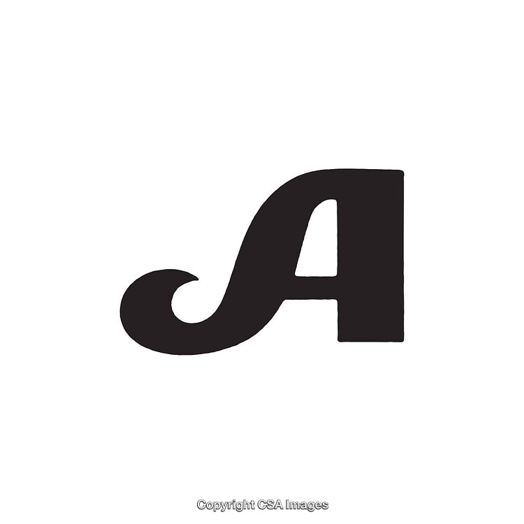 Stylized Black Letter 'A' Design with Curl Detail on White Background