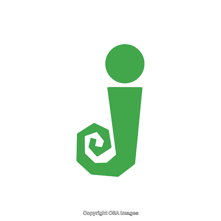 Creative Green Letter J with Spiral Design on White Background
