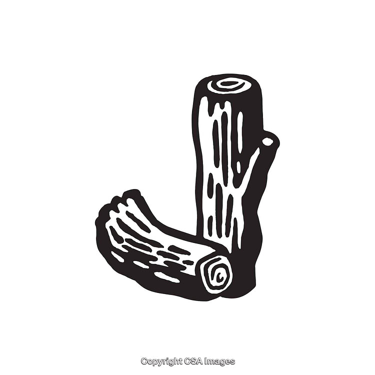 Wooden Logs Forming the Letter J in Black and White Style