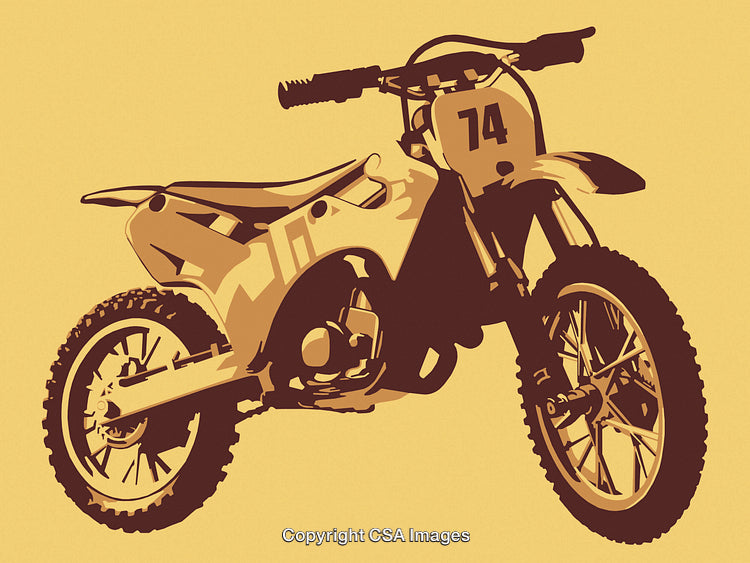 Retro Styled Illustration of an Off-Road Motorcycle on Beige Background