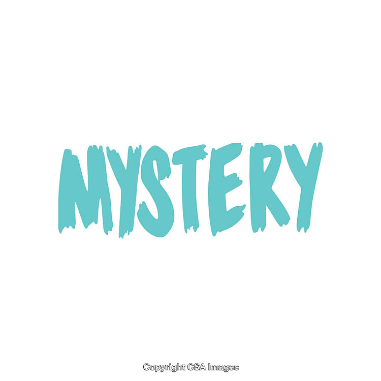Stylized Blue Mystery Word Displayed on a Clean White Background