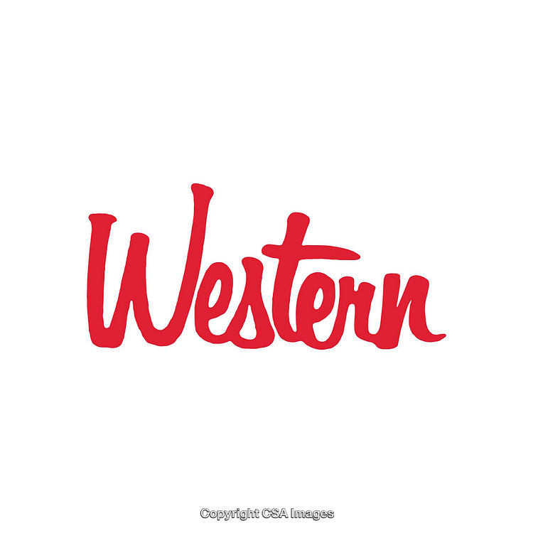 Red Western Script Text Image on White Background