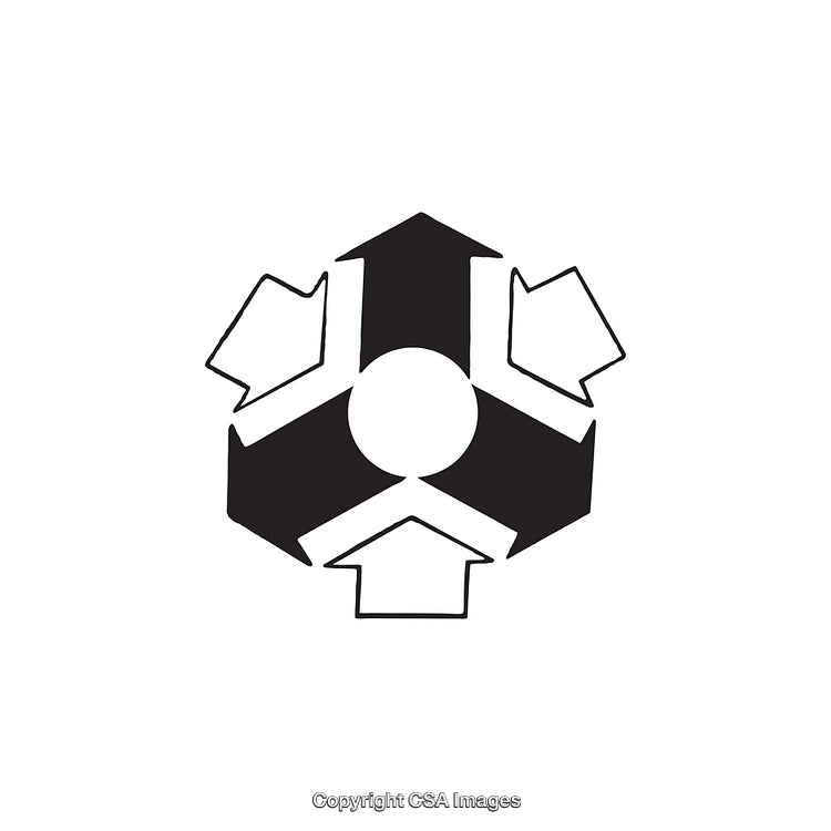 Black and White Dingbat with Arrow Shapes and Circular Center