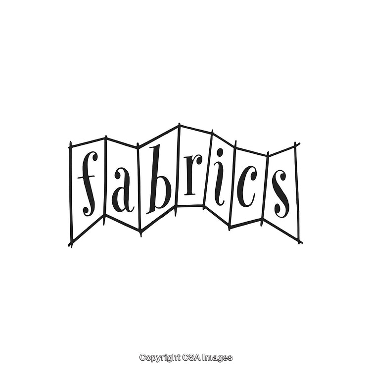 Stylized Black and White Typography of Word 'Fabrics' With Creative Design