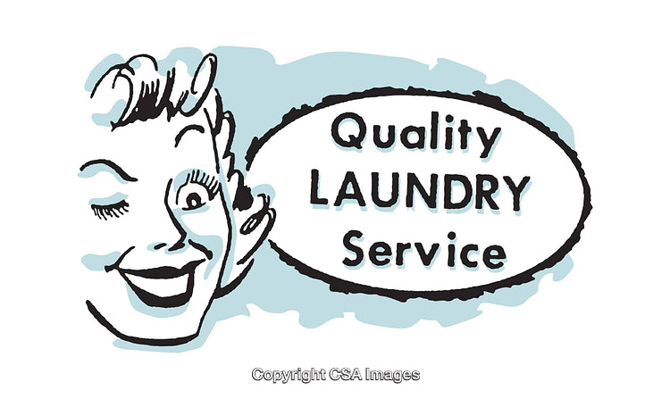 Retro Illustration Advertising Quality Laundry Service with Winking Character
