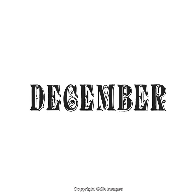 Elegant Vintage December Typography Illustration on a Clean White Background