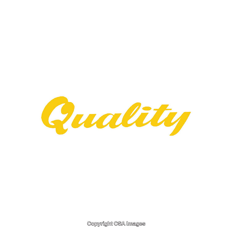Yellow Handwriting Depicting Quality on a Simple White Background