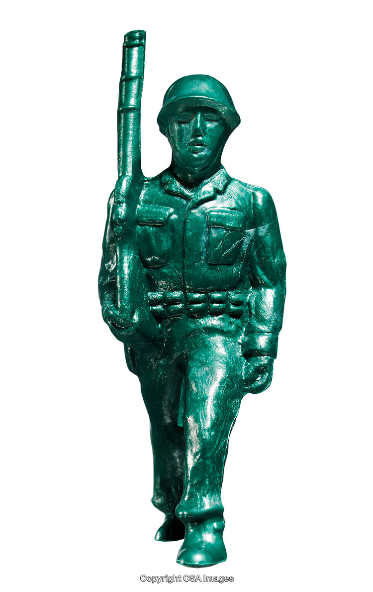Green Plastic Soldier Toy Isolated on White Background