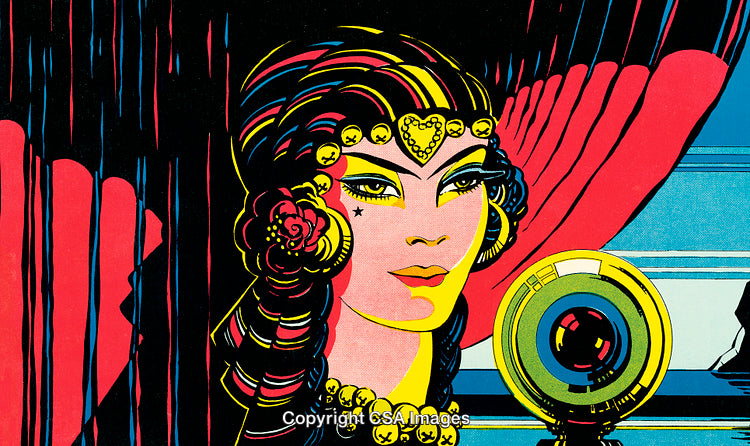 Vibrant Pop Art Illustration of Woman With Bold Colors and Graphic Style