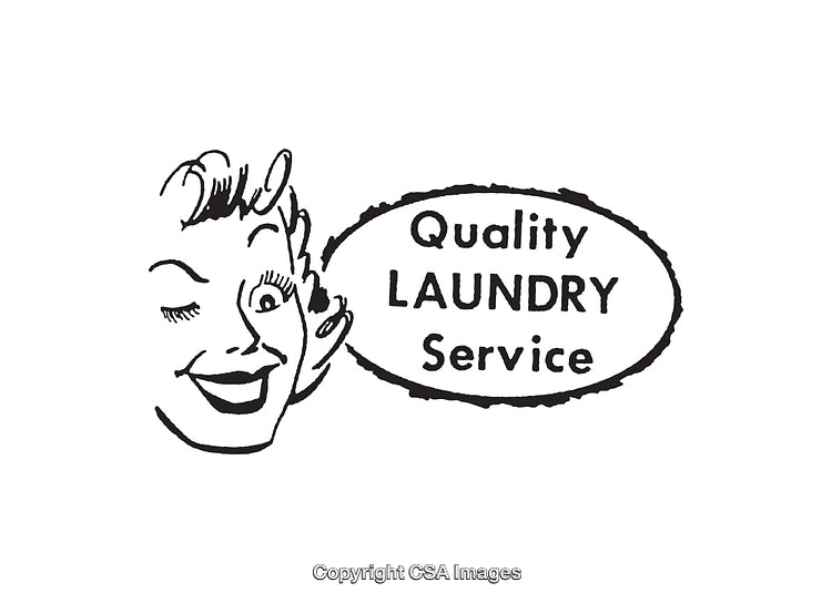 Retro Style Black and White Quality Laundry Service Logo Design