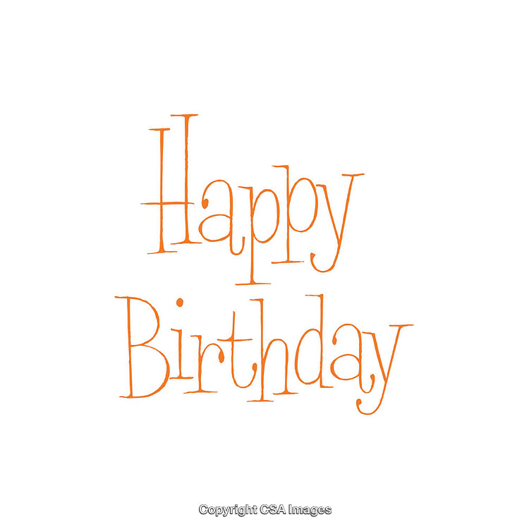 Orange Text Depicting Happy Birthday in Handwritten Style on White