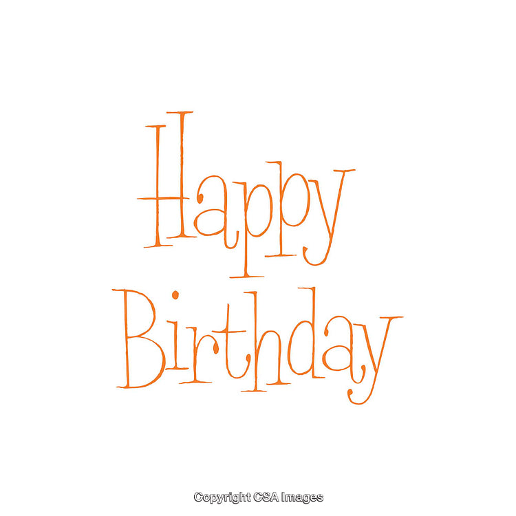 Orange Text Depicting Happy Birthday in Handwritten Style on White