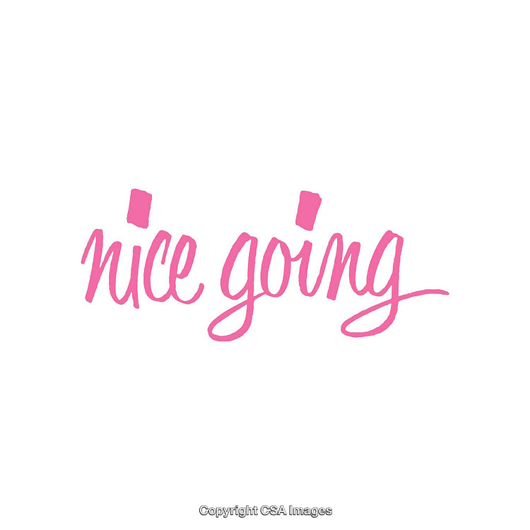 Pink Handwritten Nice Going Text Over White Background